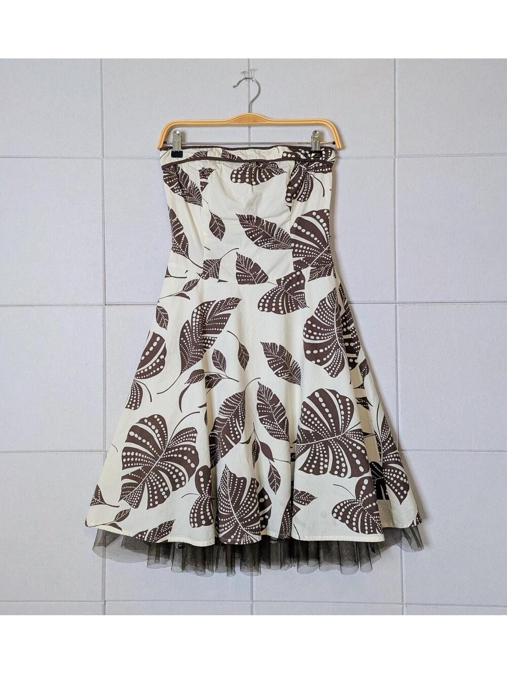 Vintage y2k Ruby Rox strapless botanical fit & flare dress